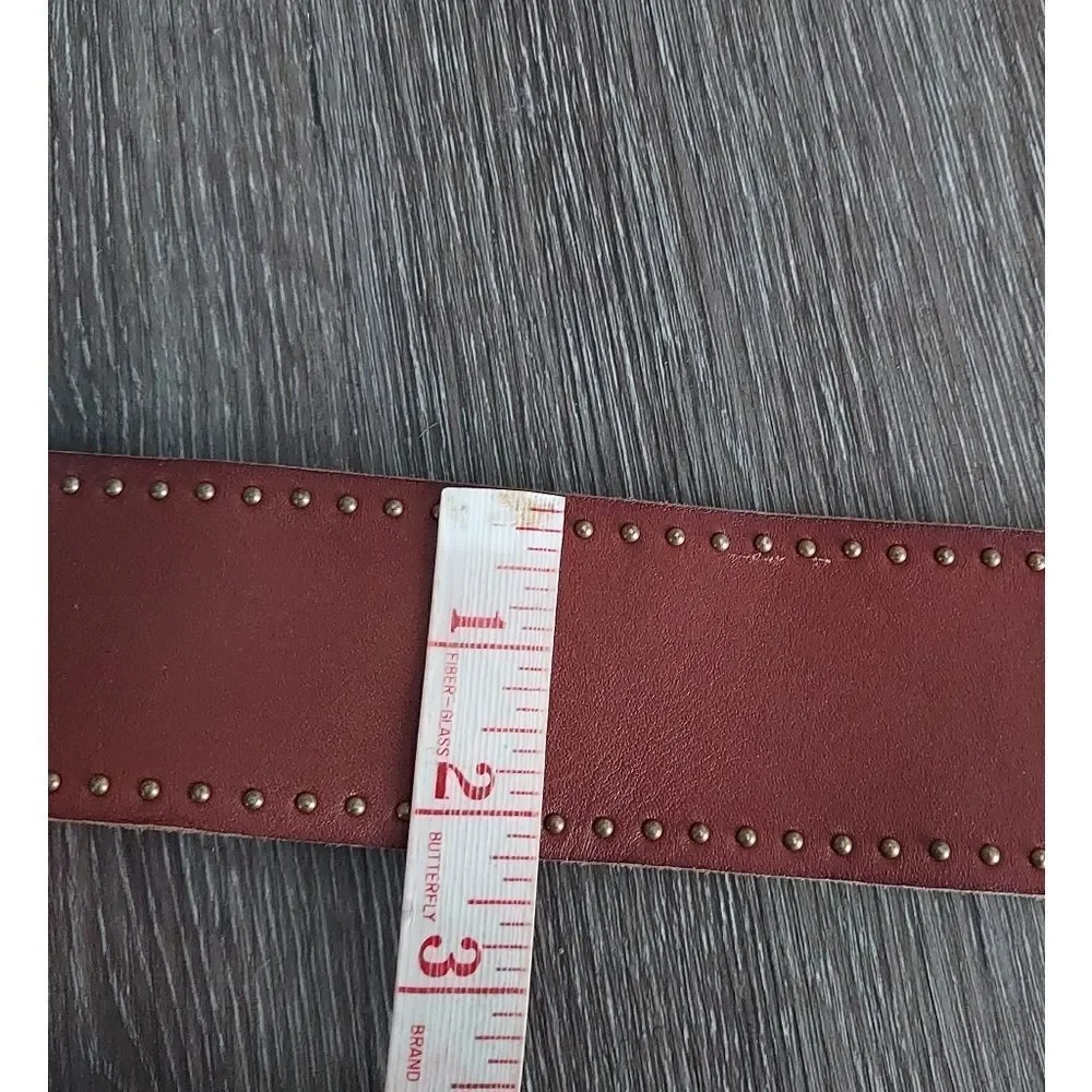 Studded Brown Leather Belt Medium